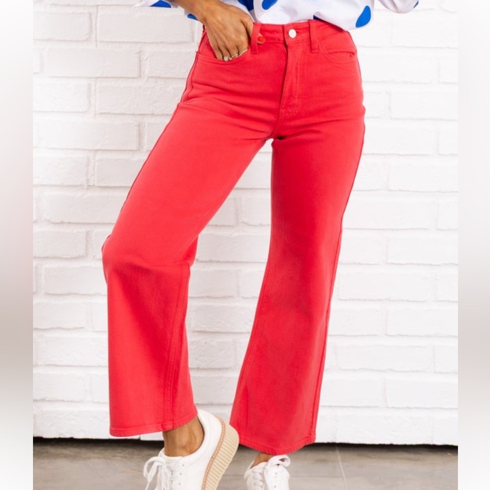 Just USA Red High-Rise Wide Leg Jeans